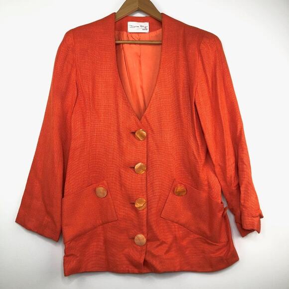 Denise Hajjar Boston Bright Orange V-Neck Blazer - Picture 7 of 14